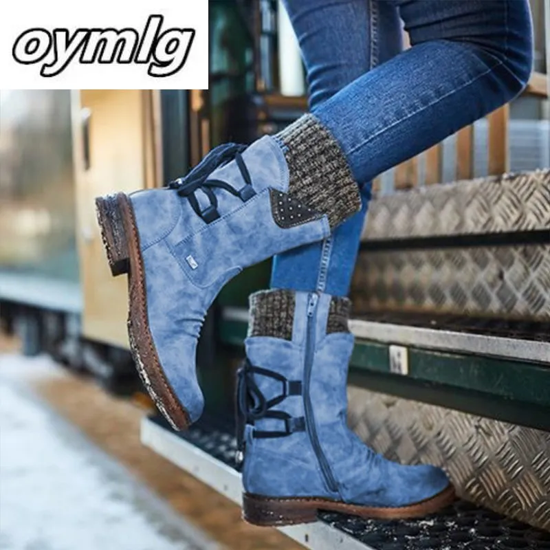 Mid-Calf Suede Winter Snow Boots